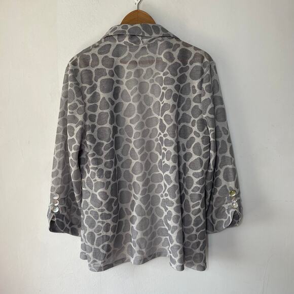 Peck & Peck Giraffe Print Open Front Cardigan Sweater XL Lightweight Drape Knit - Picture 7 of 7